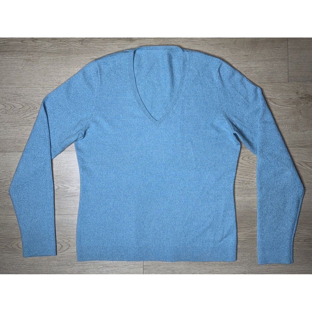 Ann Taylor Women's 100% Cashmere V-Neck Sweater Light Blue Knit Long Sleeve